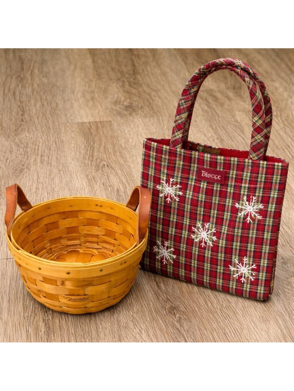 Longaberger Basket & Fabric Tote Set 2000 Signed Holiday Gift Bundle box m ak